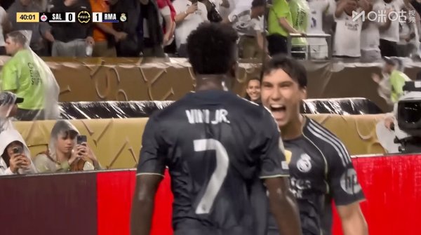 皇马1-0领跑  ！维尼修斯破门，贝林贴地弧线直塞，皇马实时排第一