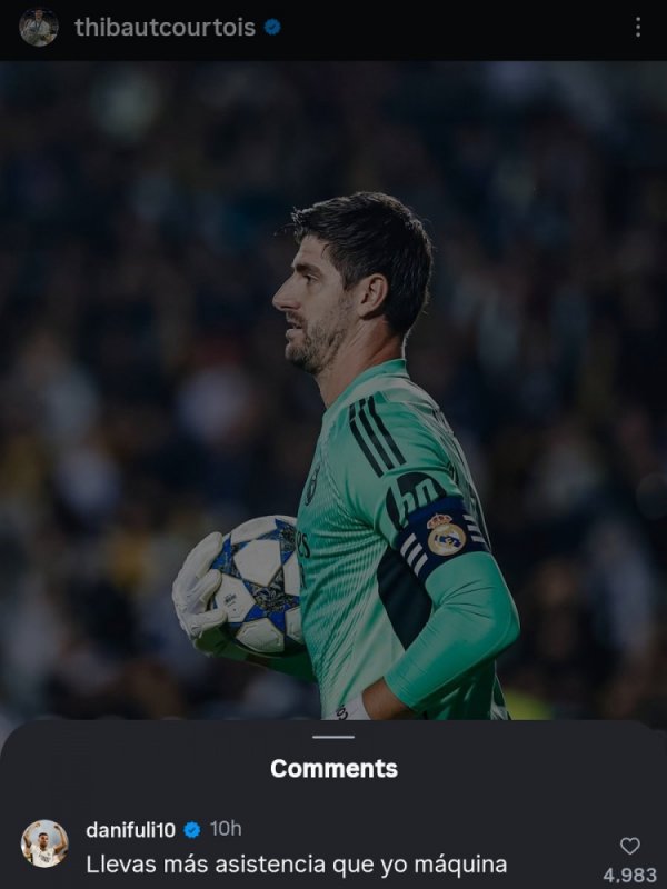 塞巴略斯打趣库尔图瓦社媒:你助功 比我多 塞巴略斯打趣库尔图瓦社媒:你助功 比我多