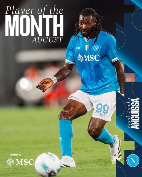 2场1球！官方：安古伊萨当选那不勒斯8月最佳球员